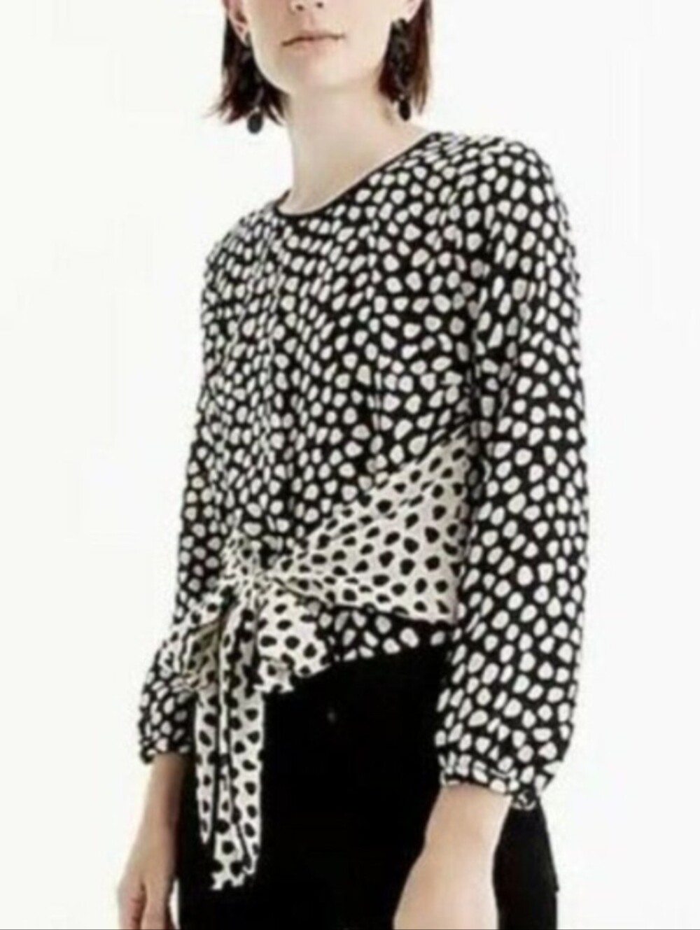 J. Crew - Silk Tie-frong Pebble Print Blouse